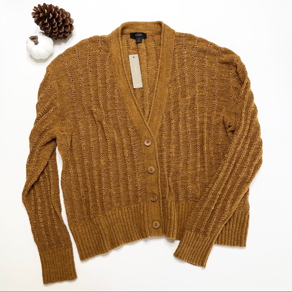 J. Crew Sweaters - 🆕 J. CREW Dark Mustard Knit Cardigan • Sz MED